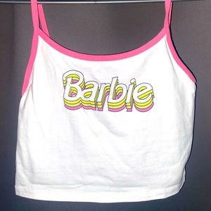 A crop top from Forever 21 that reads ‘Barbie.’ Great condition. Worn once.